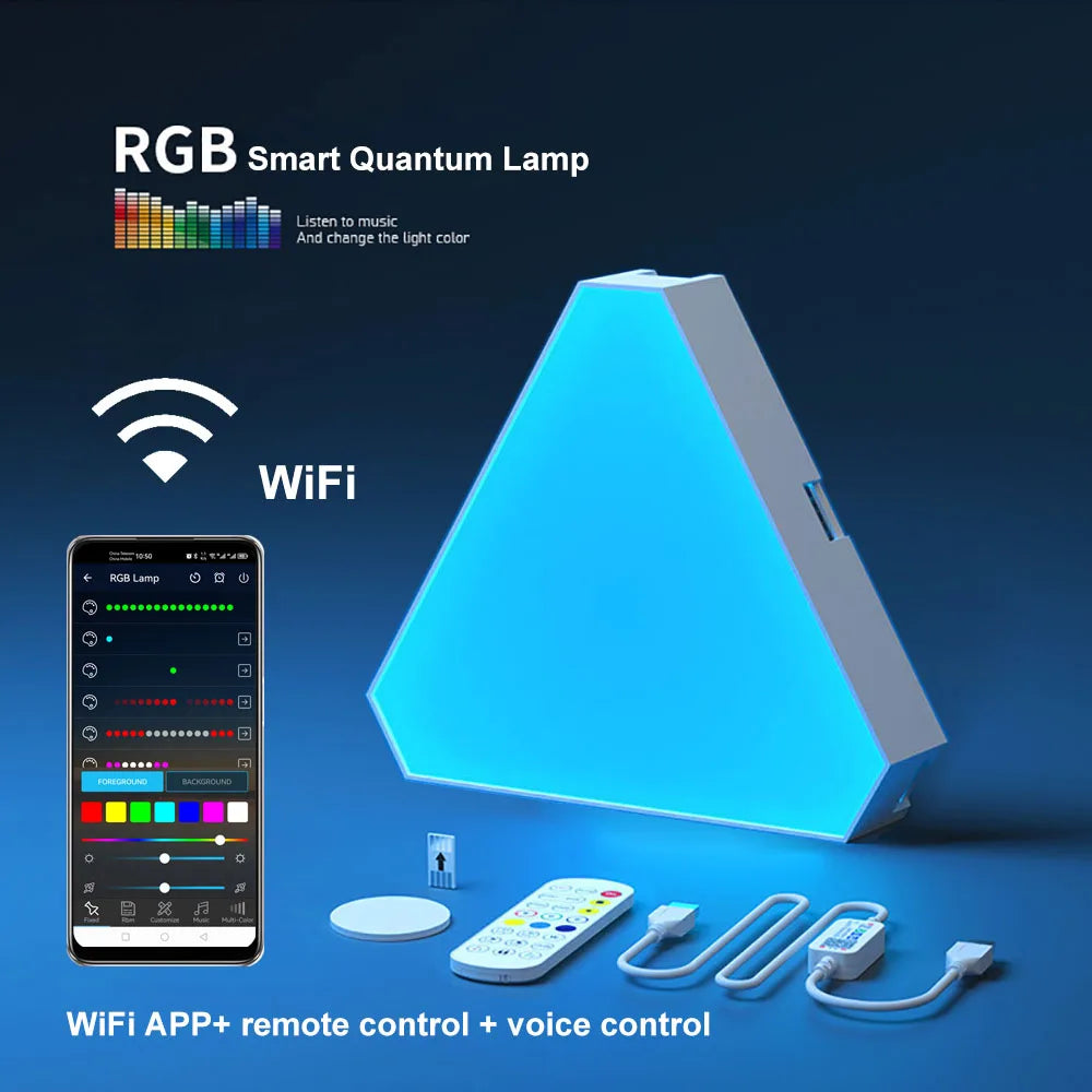 RGB Quantum LED Wall Lamp – Smart Rhythm Pickup Light for Bedroom & Gaming Setup