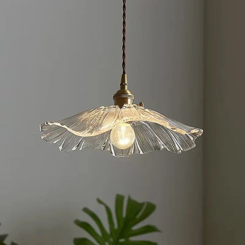 Vintage Flower Glass Pendant Light Hanging Ceiling Lamp for Bedroom Living Room