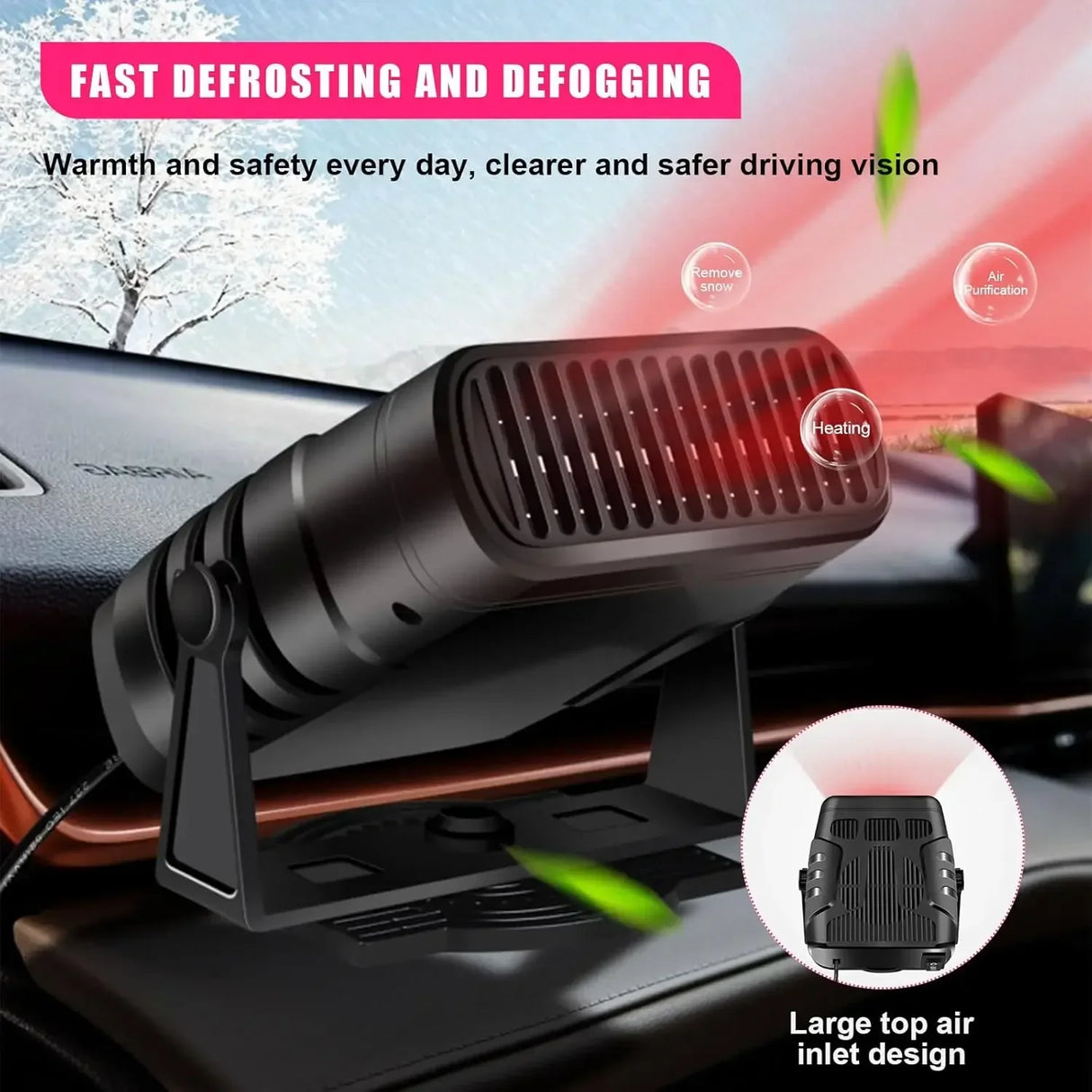 2025 Car Heater – Portable Windshield Defroster & Defogger 12V/24V Auto Dryer