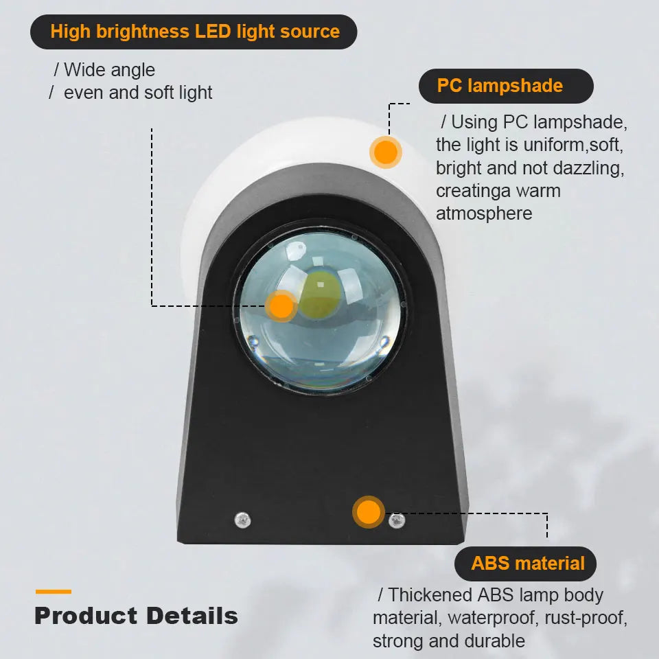 IP66 Waterproof LED Wall Light 8W Outdoor Indoor Lamp for Porch Balcony