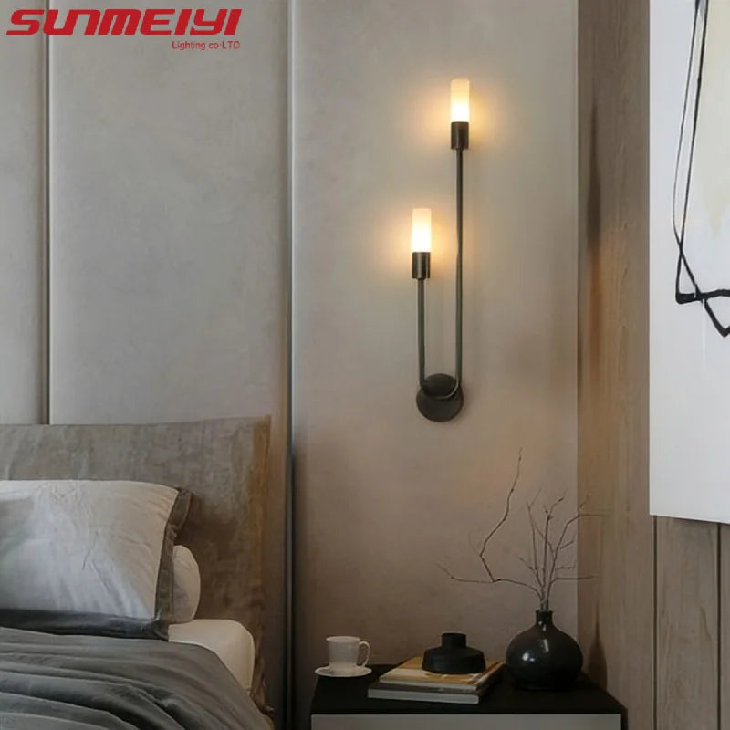 Luxury LED Wall Light Gold Black Nordic Modern Lamp for Bedroom Living Room