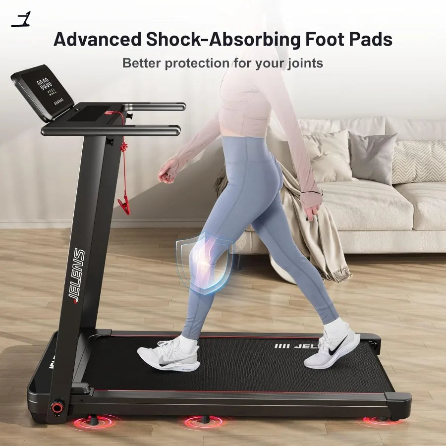 Portable Foldable Walking Pad Treadmill with Handle Bar Compact Home Office Gym