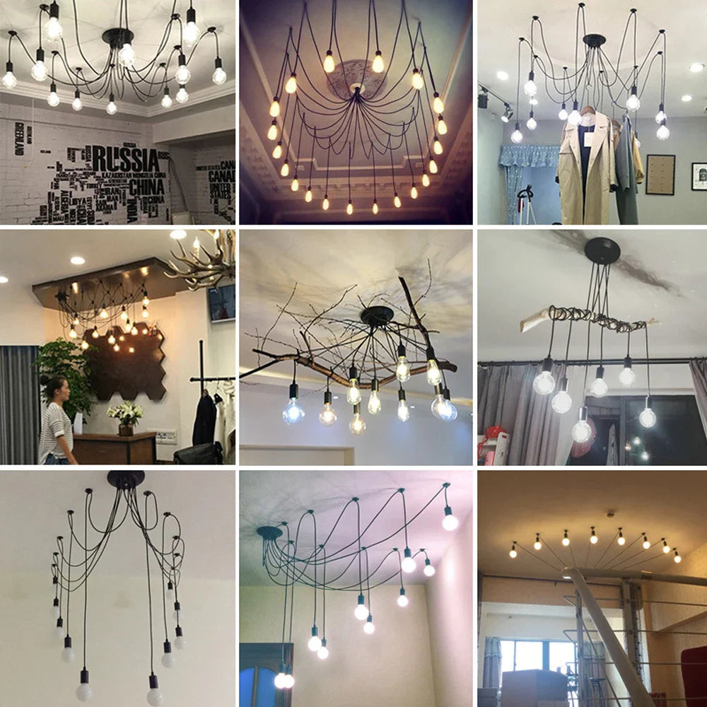 DIY Spider Chandelier Vintage Industrial Pendant Ceiling Light Home Hanging Lamp