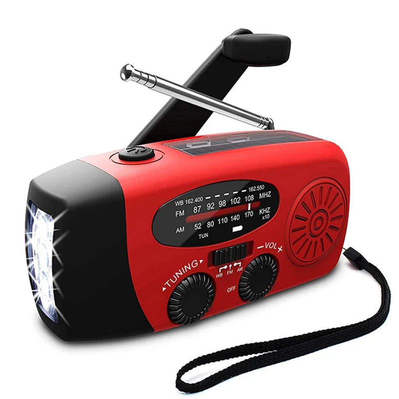 Emergency NOAA Weather Radio AM FM Solar Hand Crank Power Bank LED Flashlight