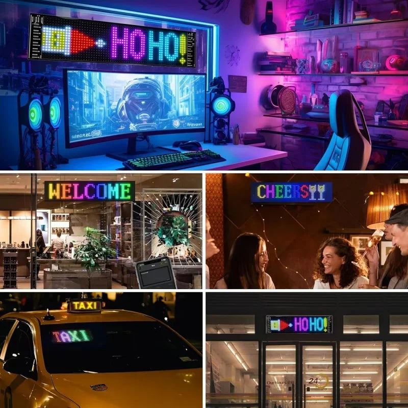 Programmable Scrolling LED Sign – Flexible Devil Eyes Light for Car & Store Display