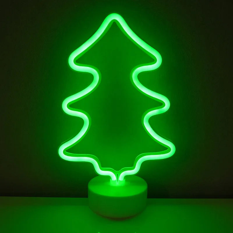 Neon Night Light USB Battery Table Lamp Flamingo Cactus Room Decor for Bedroom