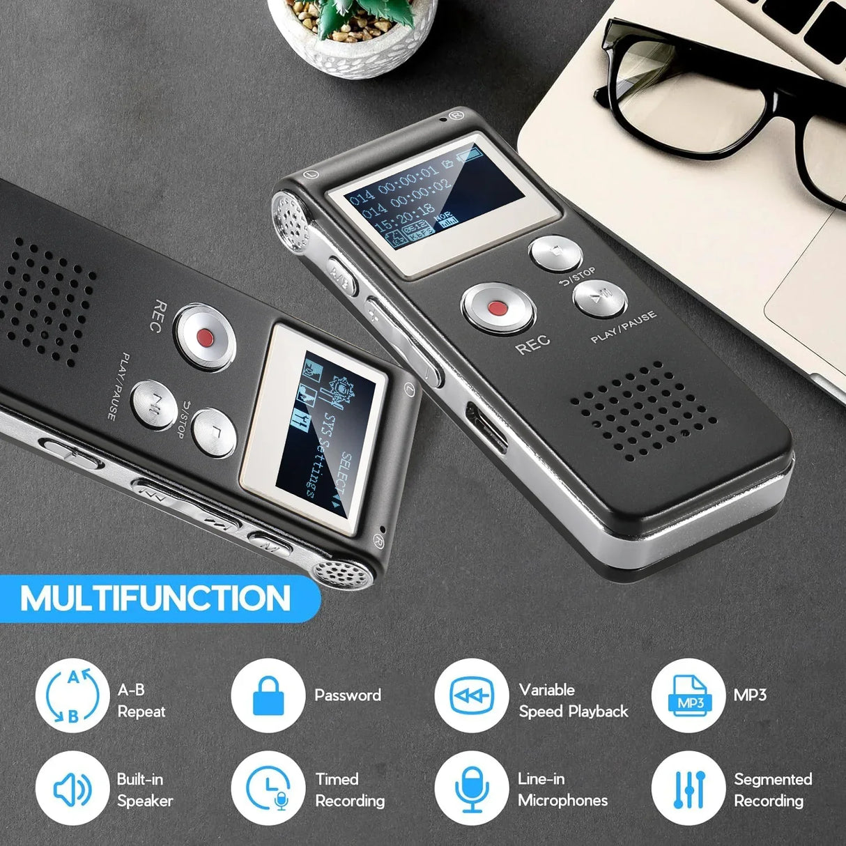 Voice Activated Digital Recorder Portable Lecture Audio Recorder N28