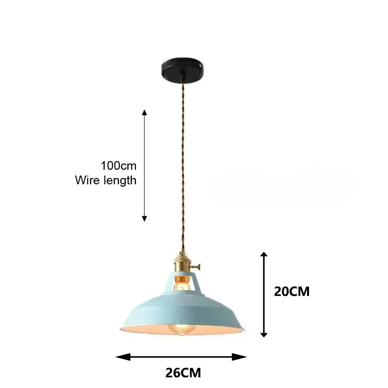 26cm LED Pendant Light 7-Color Dimmable with Scandinavian Wood Decor