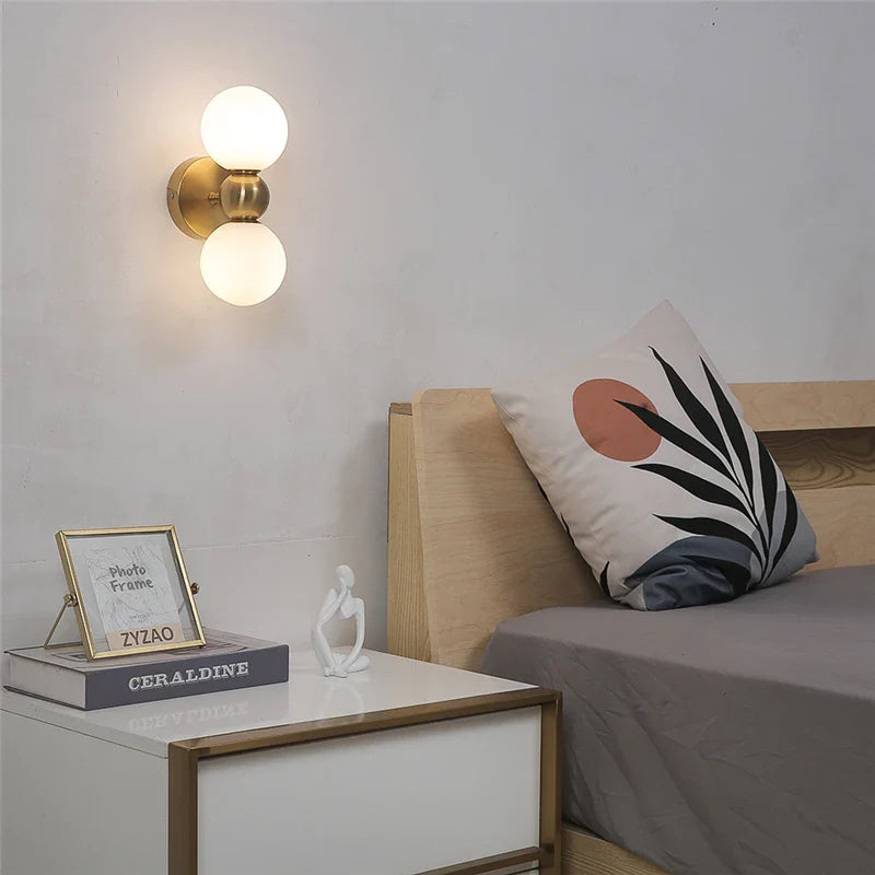 Modern Glass Ball Wall Sconce Bedroom Bedside Living Room Background Light