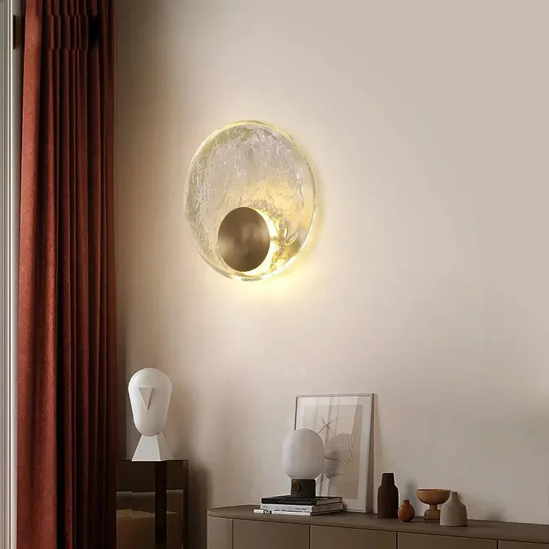 Luxury Copper Crystal Wall Lamp Modern Bedside Sconce Living Room Decor