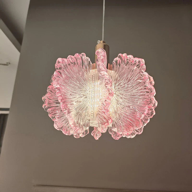 Nordic French Cream Chandelier Acrylic Flower Pendant Light Bedroom Dining Lamp