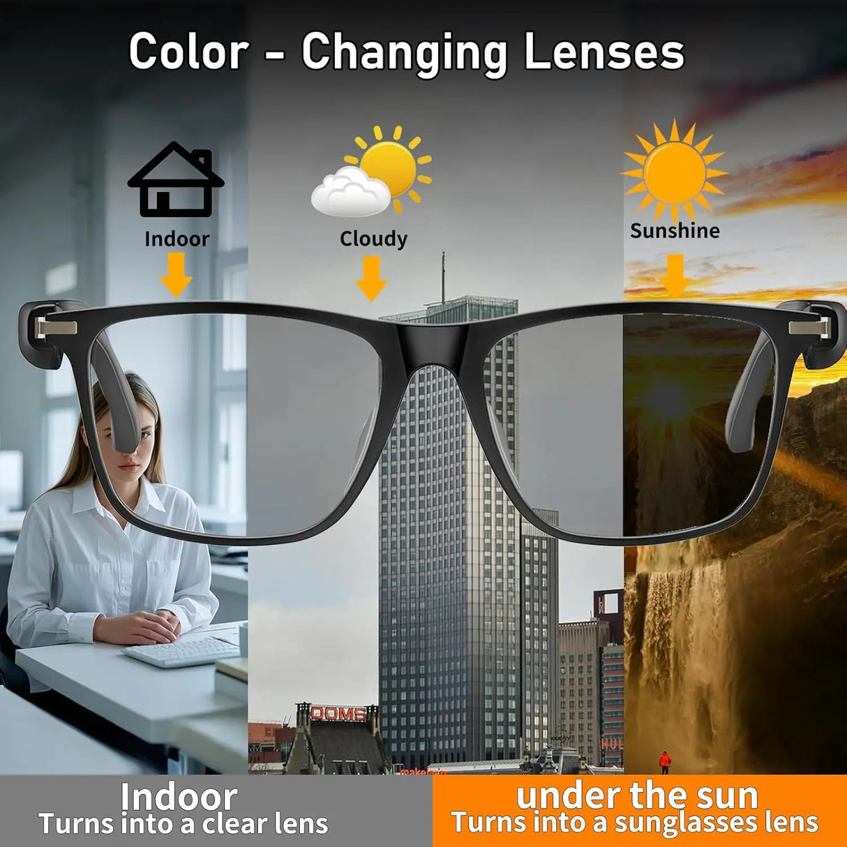 AI Translation Smart Glasses Photochromic Lenses Real Time 160+ Languages