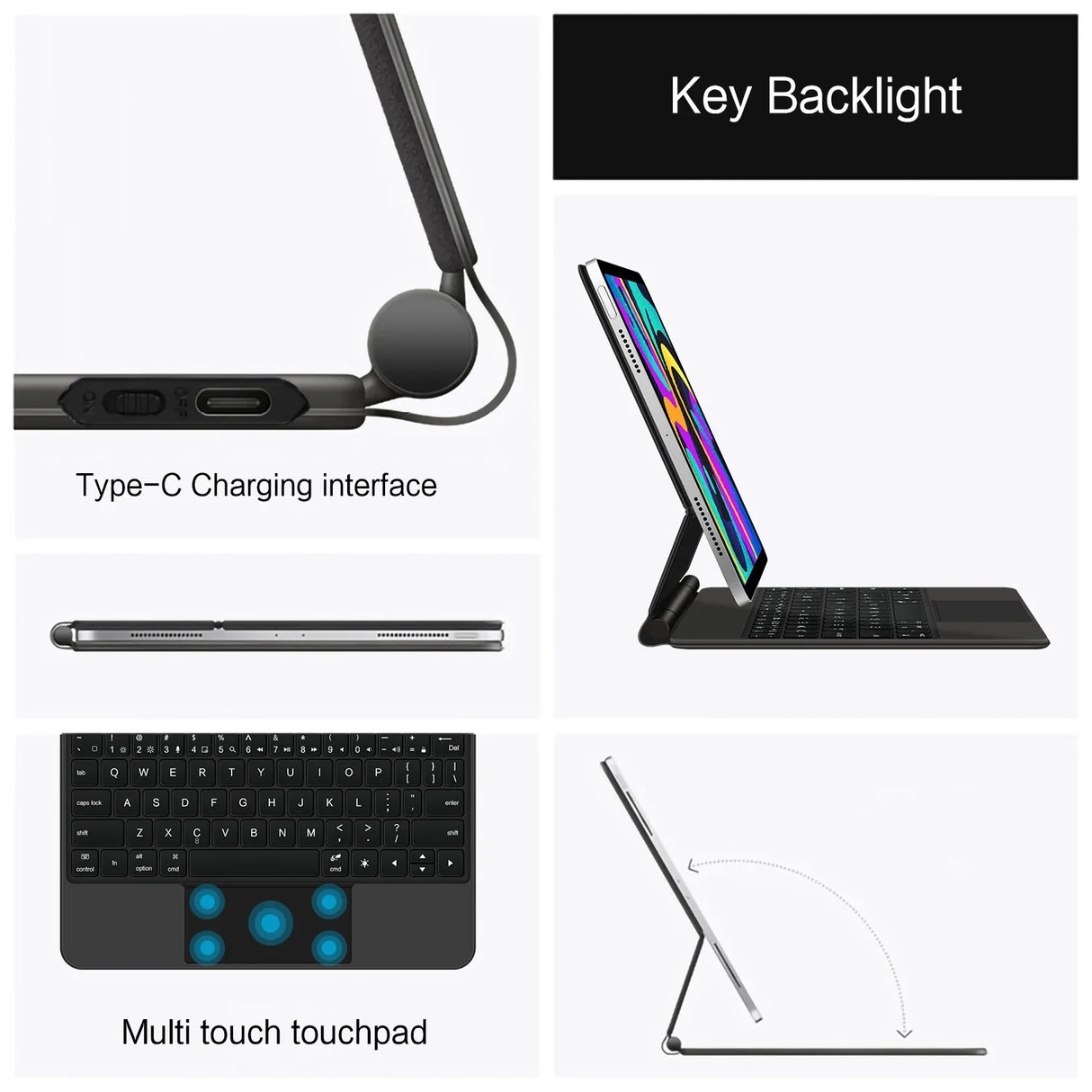 iPad 11 Inch Keyboard Case A16 10th/11th Gen Backlit Magic Smart Cover