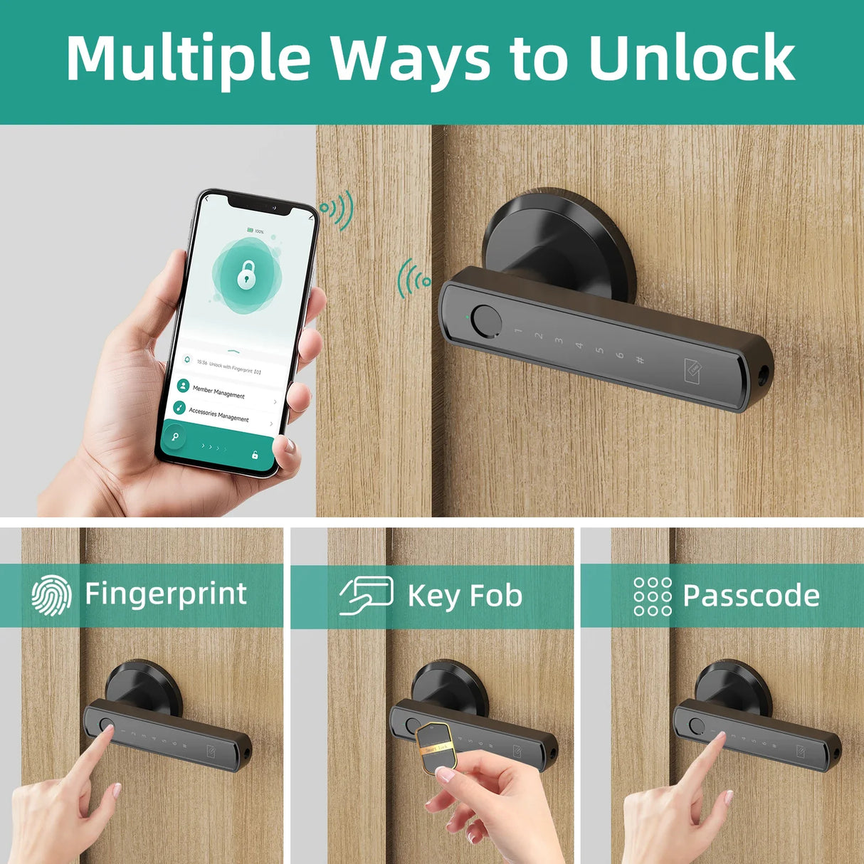 Fingerprint Smart Door Lock with App Control Touchscreen Keypad Passcode Unlock
