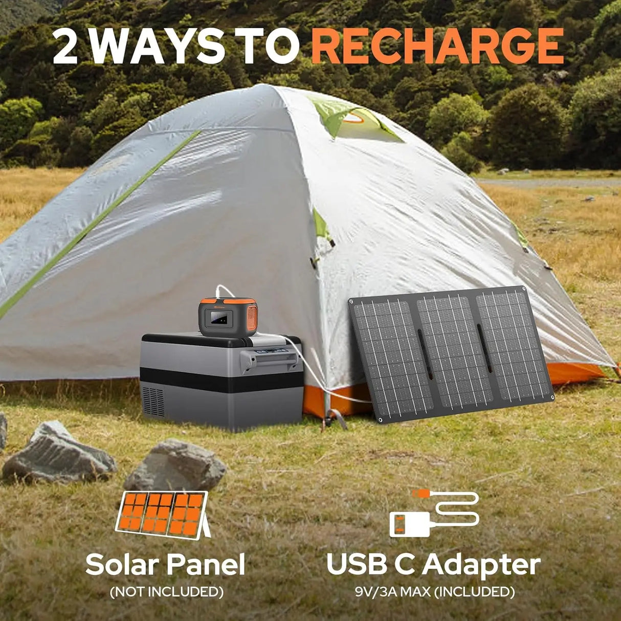 120W Portable Power Station 97.6Wh AC USB-C LED Light for Camping RV & Home Use