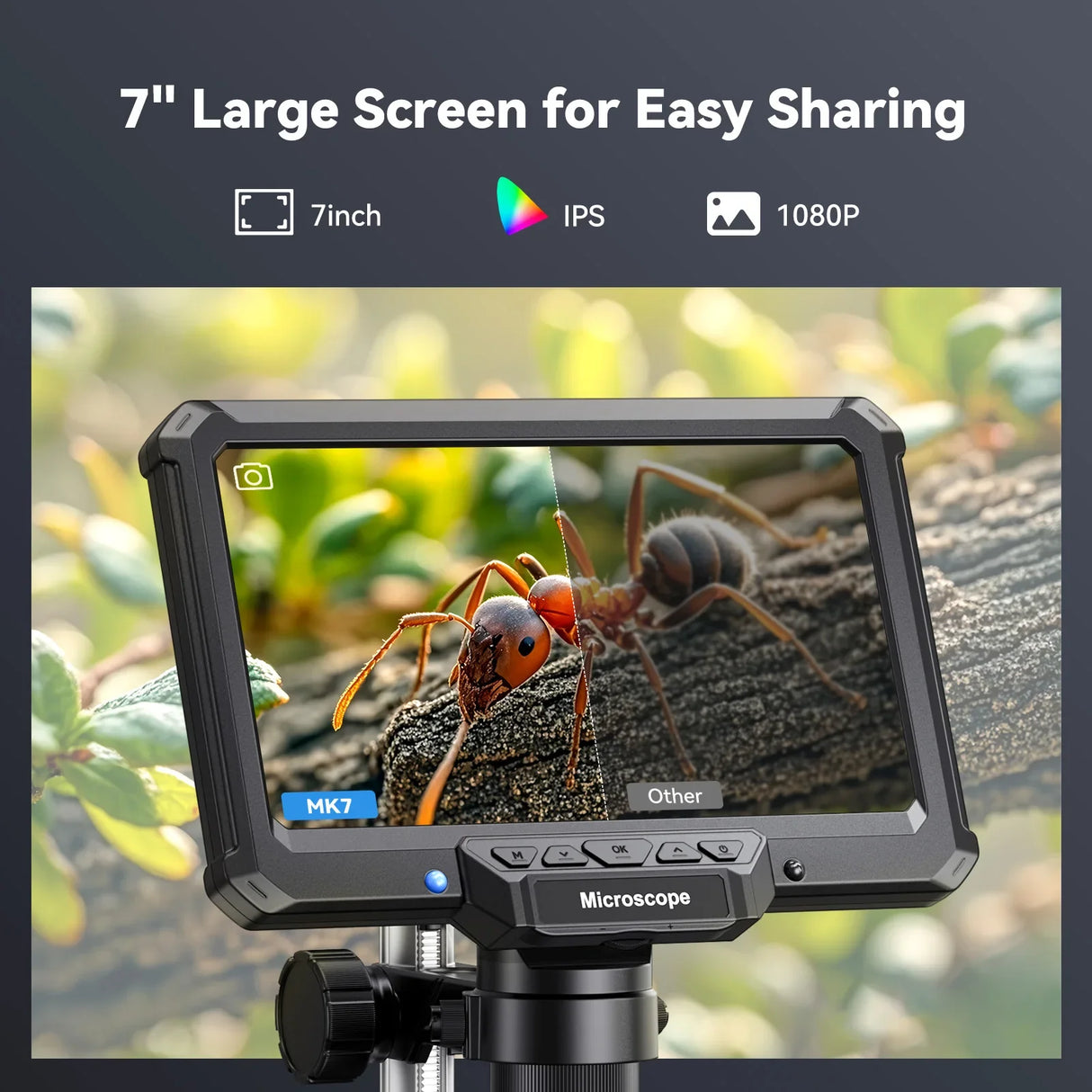 7 Inch Digital Microscope 1200X 16MP Coin PCB Soldering Repair Camera