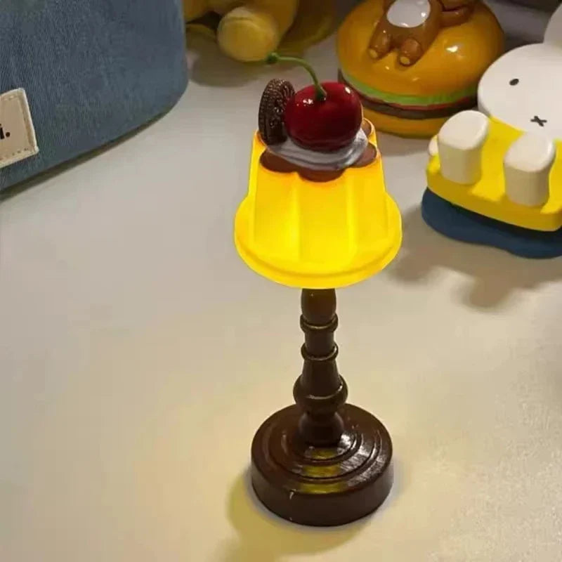 Pudding LED Night Light Cute Battery Bedside Desk Lamp Kids Bedroom Decor Gift