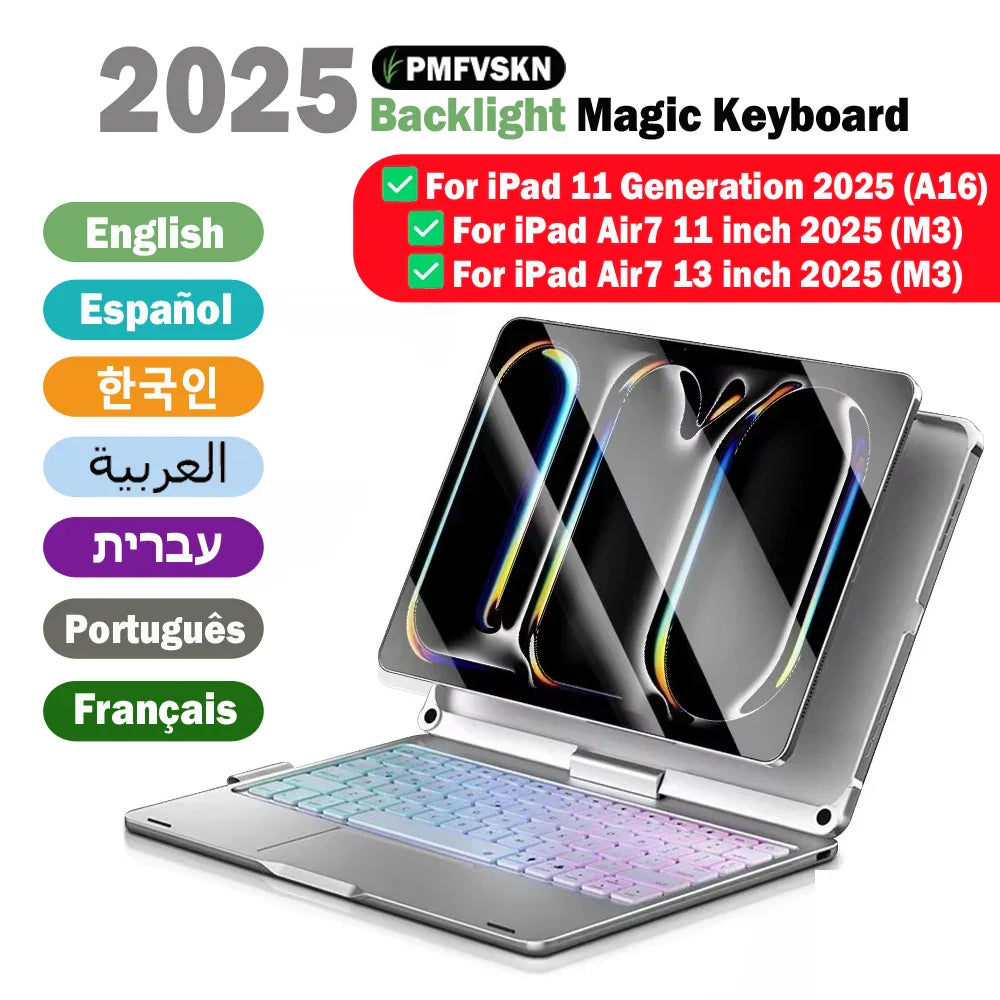 Magic Keyboard Case iPad 11th Gen 2025 iPad Air 11/13 Backlit 360°