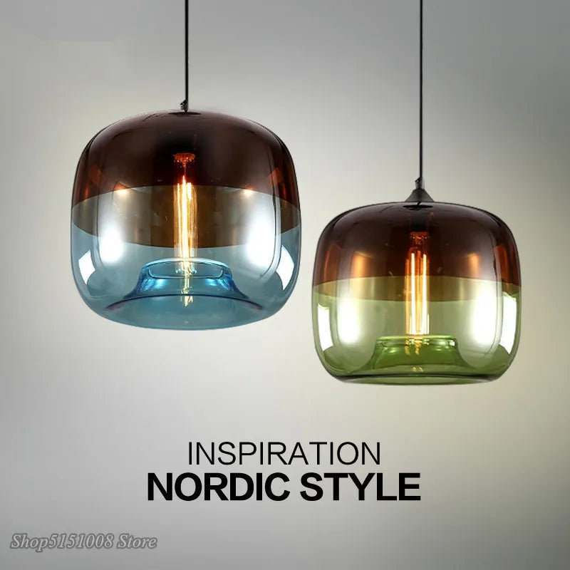Nordic Glass Pendant Light – Modern LED Hanging Lamp for Kitchen & Living Room