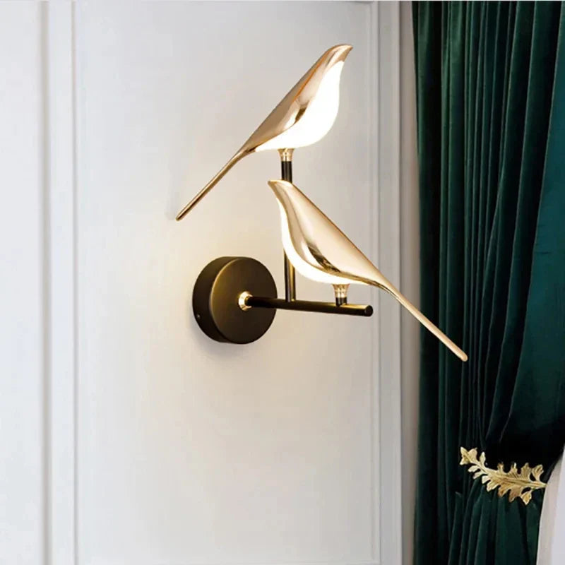 Nordic Golden Bird LED Wall Lamp Bedroom Bedside Living Room Bar Decorative Sconce