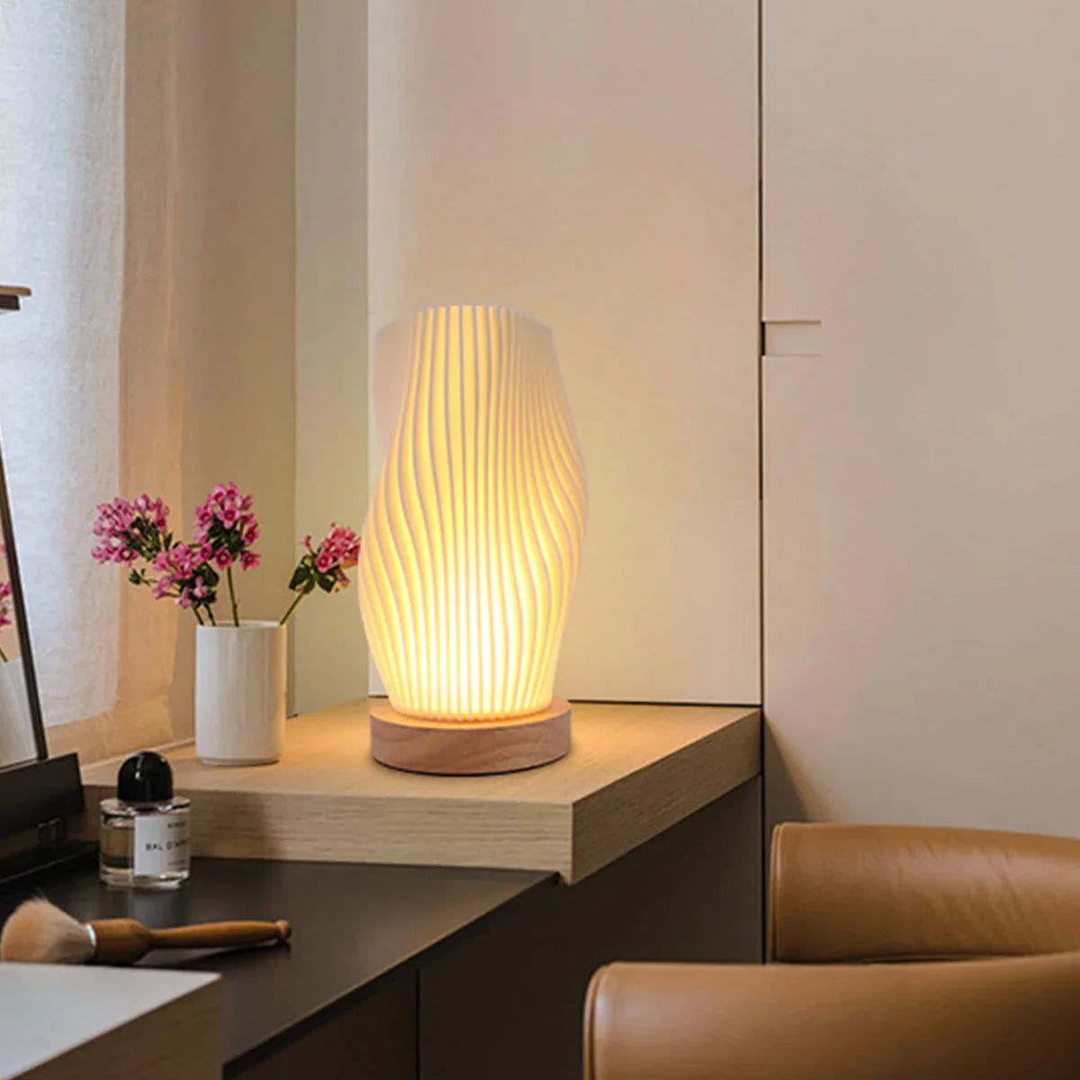 USB LED 3D Pleated Desk Lamp Dimmable Bedside Table Lamp Modern Bedroom Light