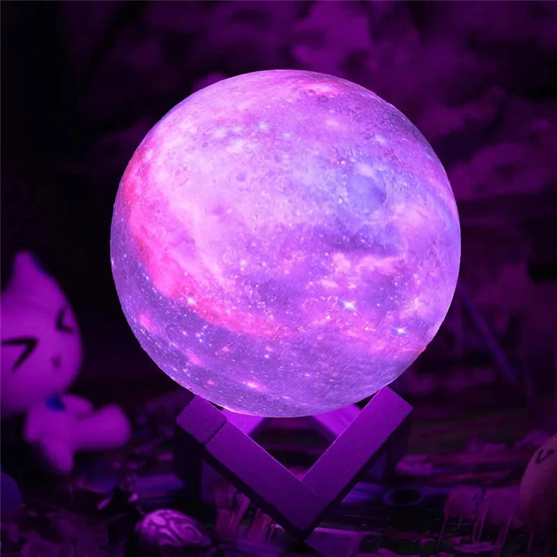 3D Moon Lamp LED Night Light 16 Color Remote Rechargeable Bedroom Decor Gift Lamp