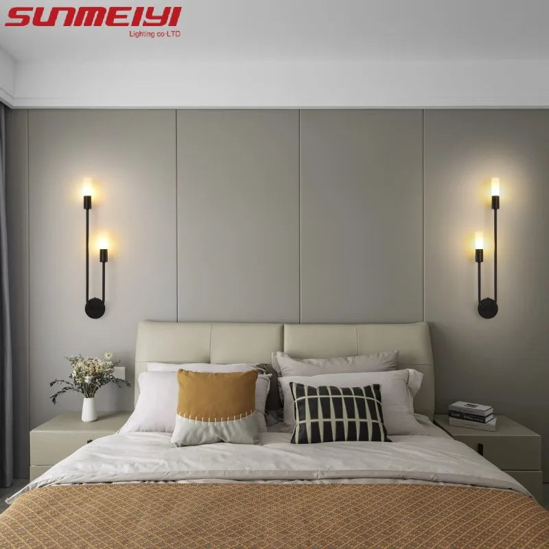 Luxury LED Wall Light Gold Black Nordic Modern Lamp for Bedroom Living Room