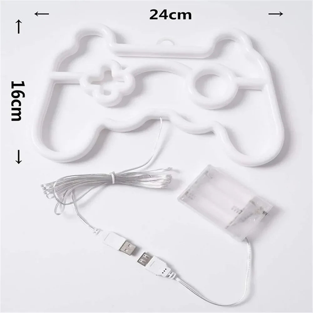 Gamepad Neon Sign Blue LED Gamer Room Wall Light Gaming Decor Night Lamp