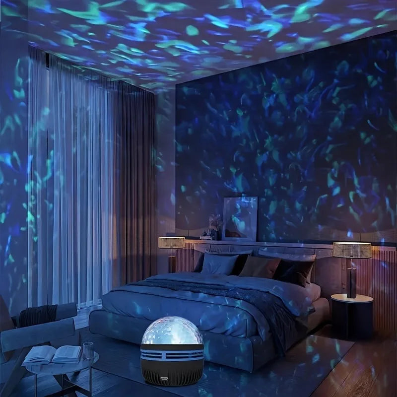 Water Ripple LED Projector Light RGB USB Remote Night Light for Bedroom Decor