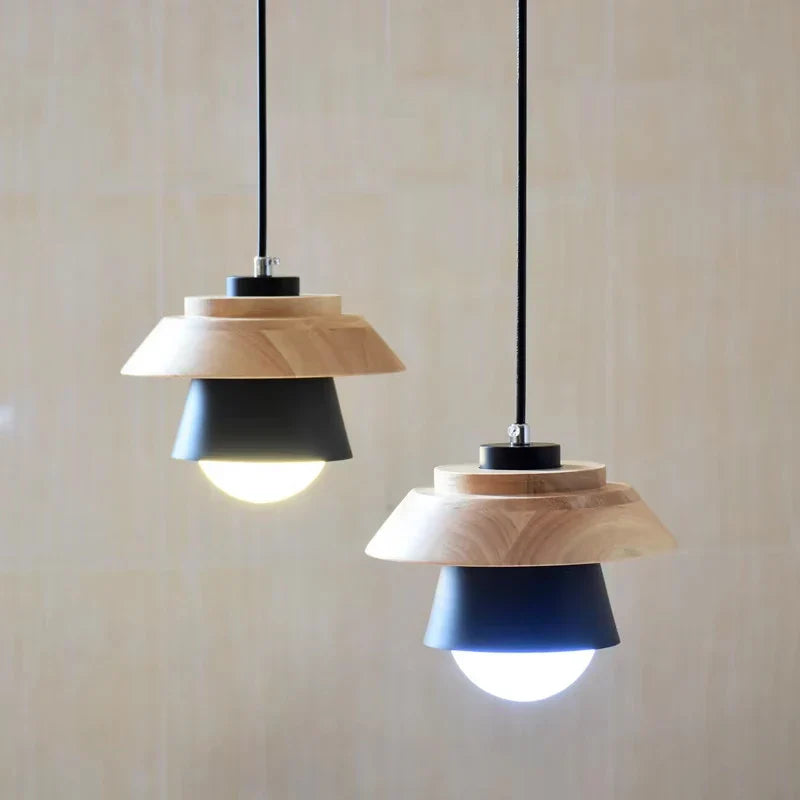 Modern Wood Pendant Light Nordic Macaron Hanging Lamp for Living Room Bedside Decor