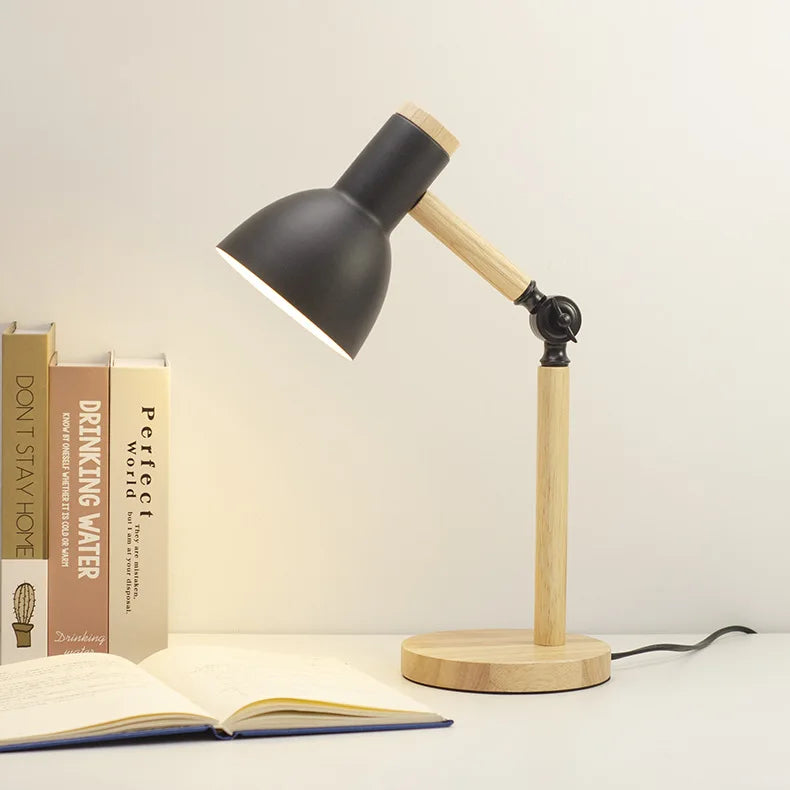Nordic Wood Table Lamp Eye Care E27 Desk Light Adjustable Bedside Reading Lamp