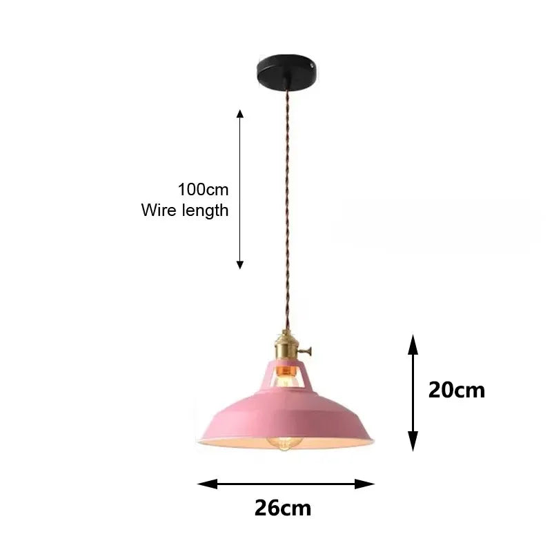 26cm LED Pendant Light 7-Color Dimmable with Scandinavian Wood Decor