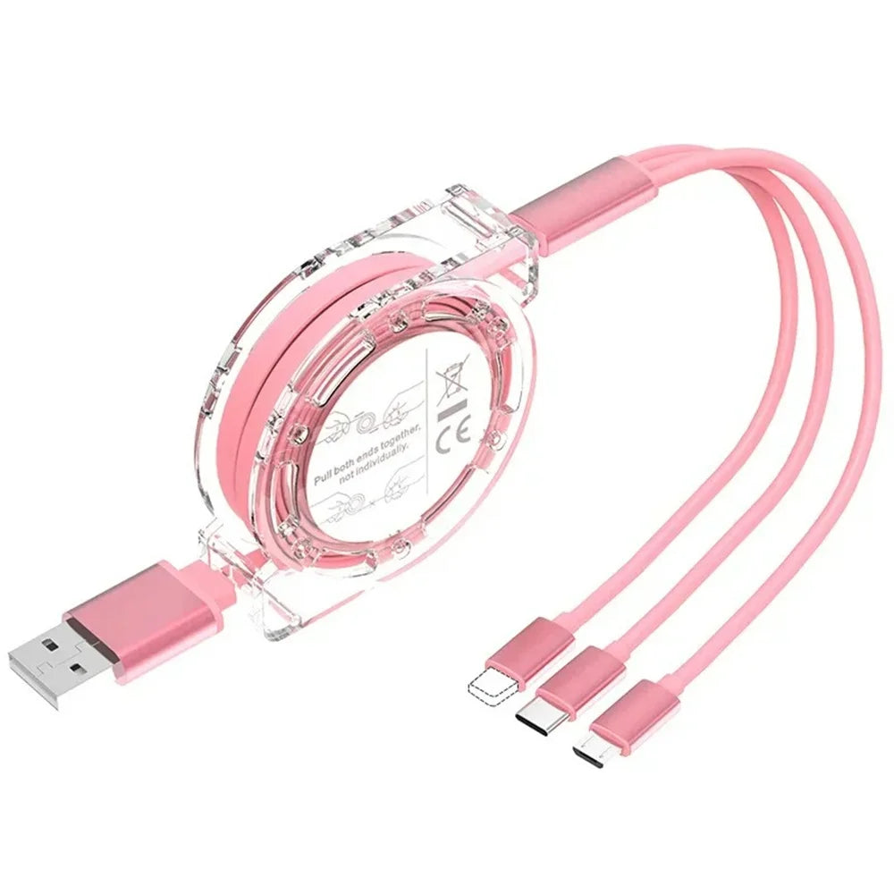 3-in-1 USB Cable – Fast Charging iPhone, Type-C & Micro USB for Android Devices