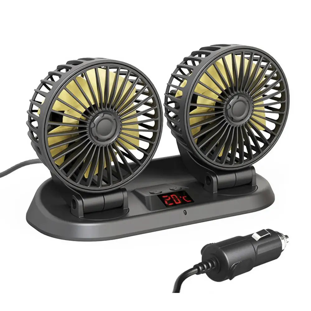 Dual Head Car Cooling Fan 12V/24V 3-Speed with Remote