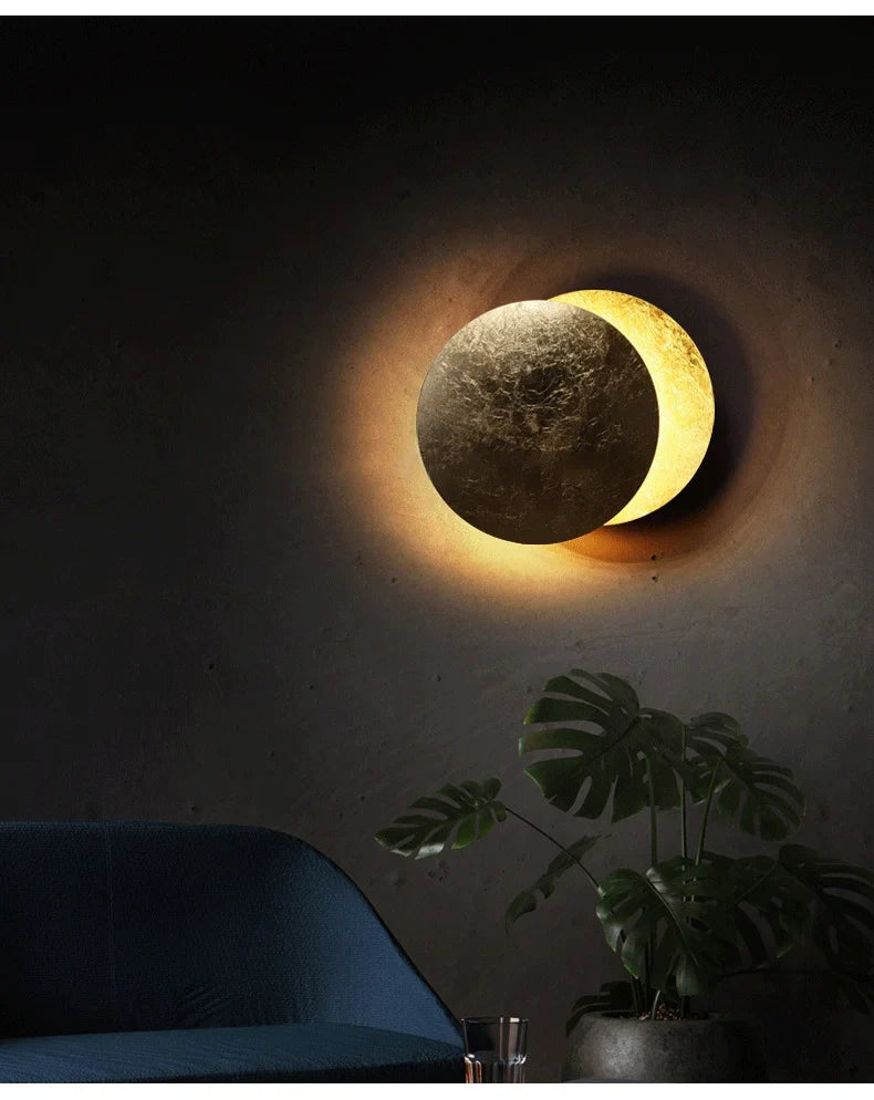 Solar Eclipse Wall Light – Moon Design Vintage LED Sconce for Bedroom & Stairs