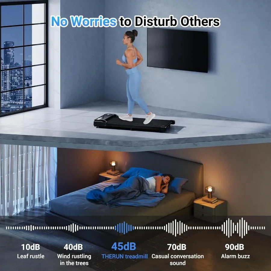 Under Desk Walking Pad Treadmill 2.5HP Portable Mini Treadmill Home Office