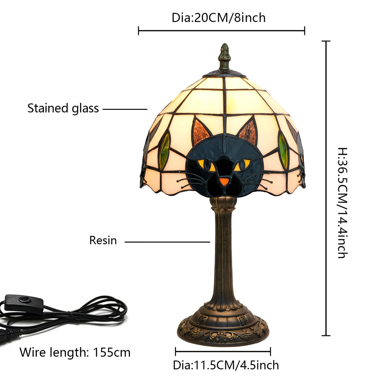 Cute Black Cat Table Lamp Night Light for Kids Bedroom Nursery Desk Decor