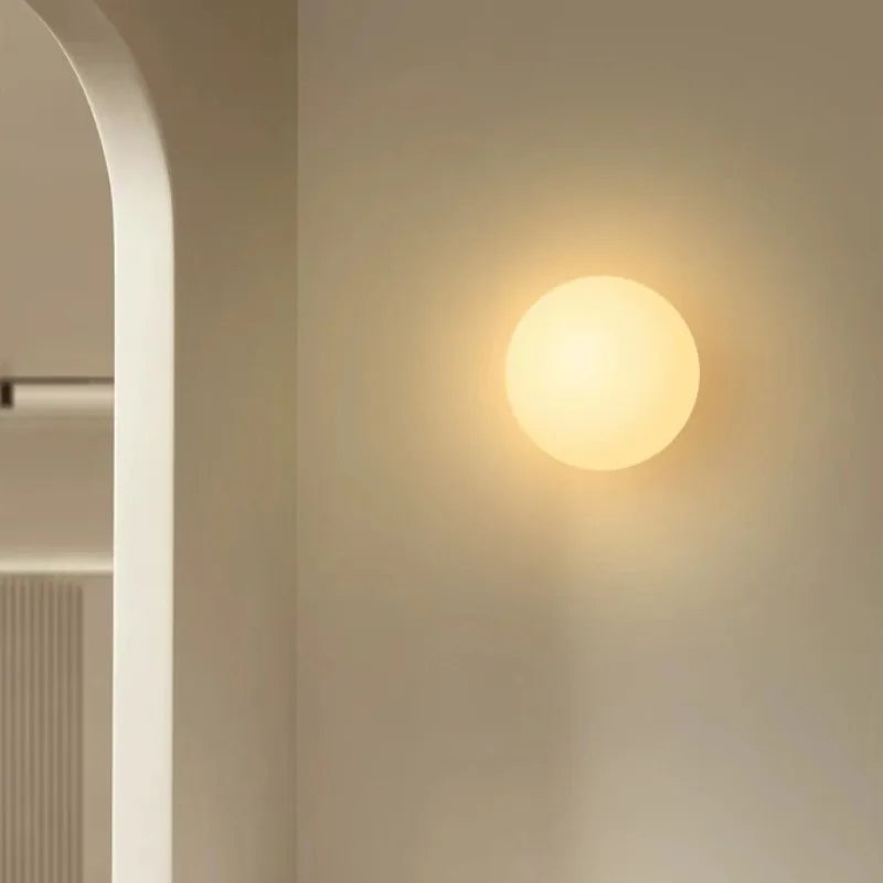 Glass Ball Wall Sconce LED Bedroom Bedside Living Room Bathroom Minimalist Light