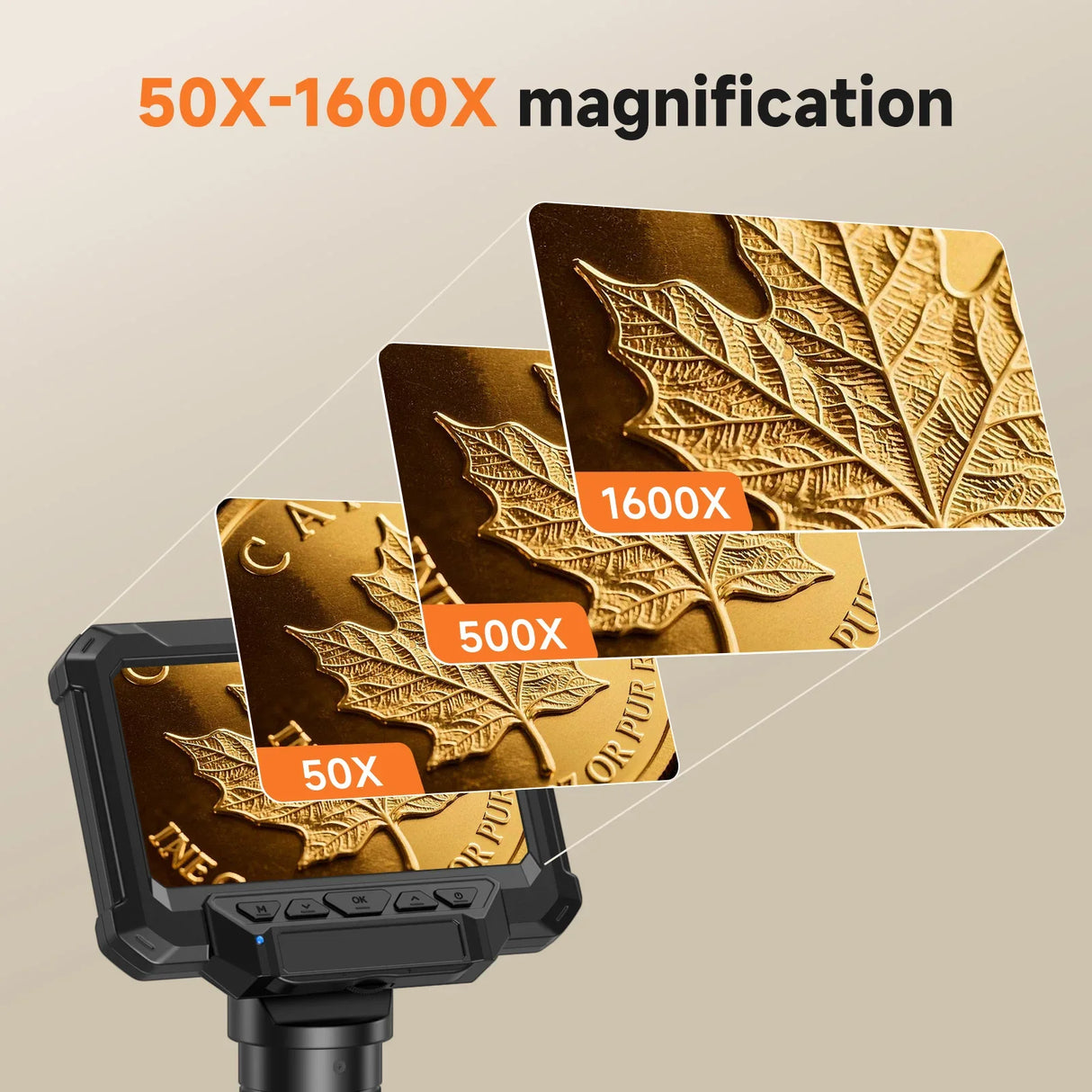 1600X Digital Microscope 4.3 Inch IPS Screen Coin Magnifier 1080P LED