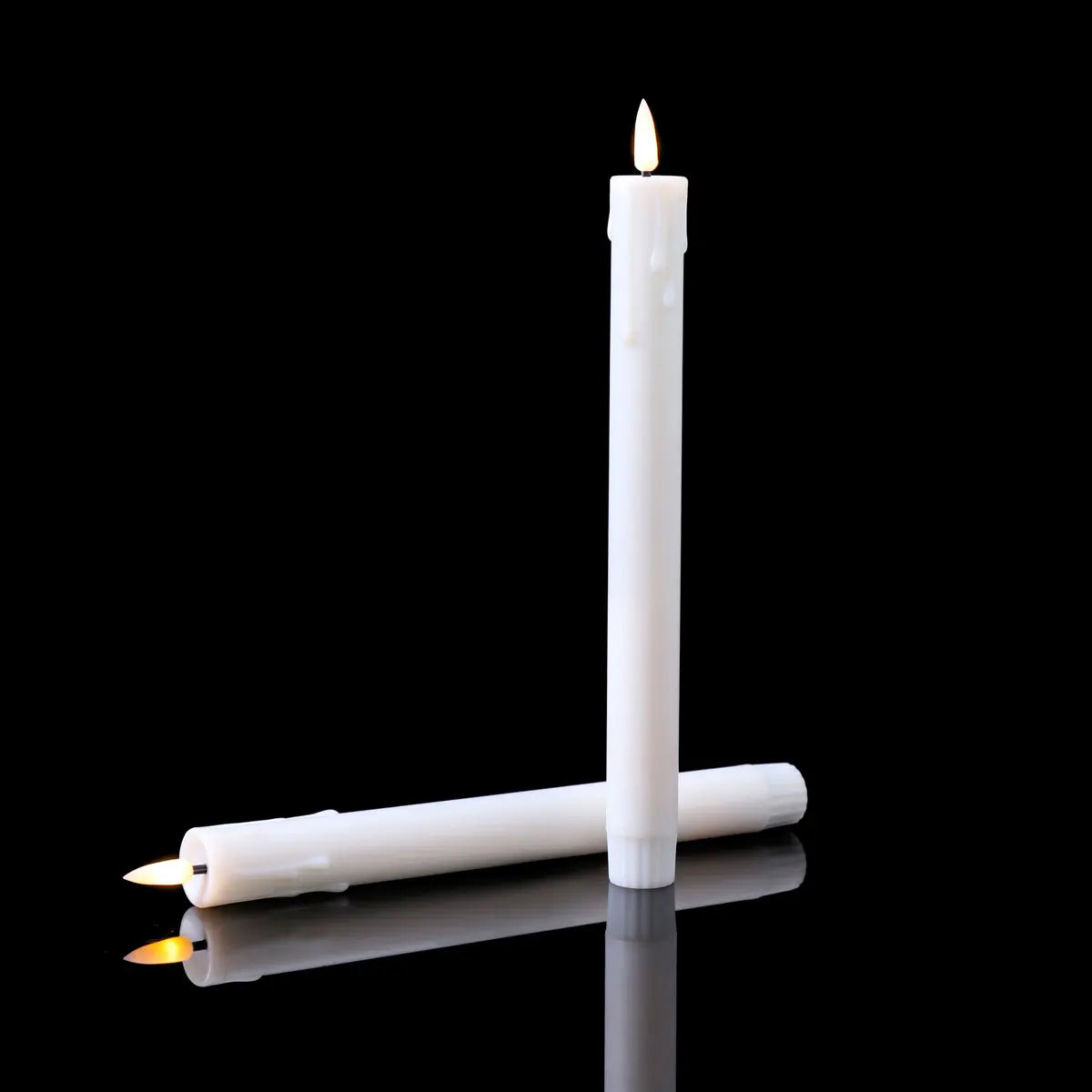 Flameless LED Taper Candles Remote USB Rechargeable Warm White 10 Inch Set