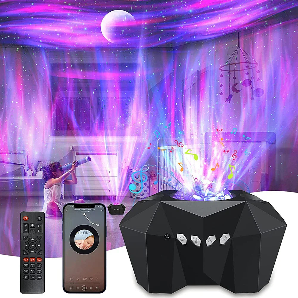 Aurora Galaxy Star Projector Lamp with Bluetooth Music Remote for Kids & Adults