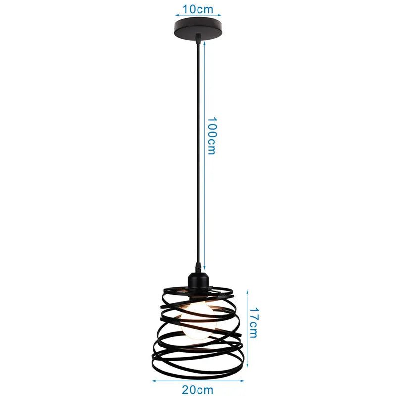 Retro Loft Industrial Pendant Light Wrought Iron Metal Ball E27 Hanging Lamp