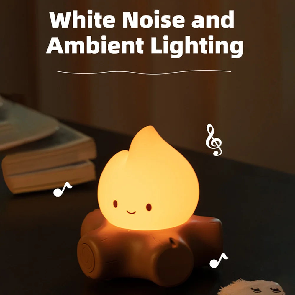 Campfire Night Light with White Noise LED Atmosphere Lamp for Kids Room Christmas