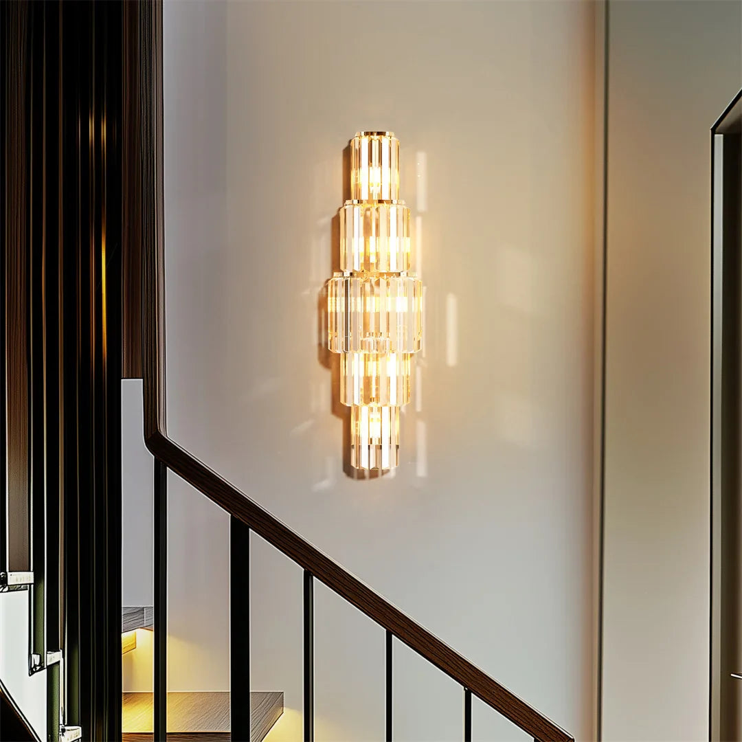 LUVODI Modern Crystal Wall Lamp 3-Layer Sconce E14 LED Corn Light Indoor Decor