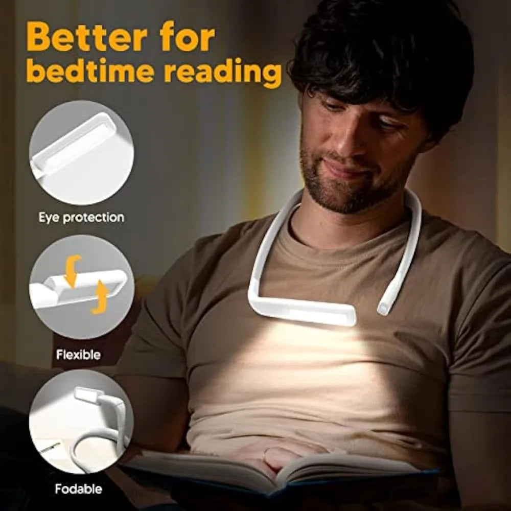 USB Rechargeable Reading Neck Light Hands Free Book Light for Bed Night