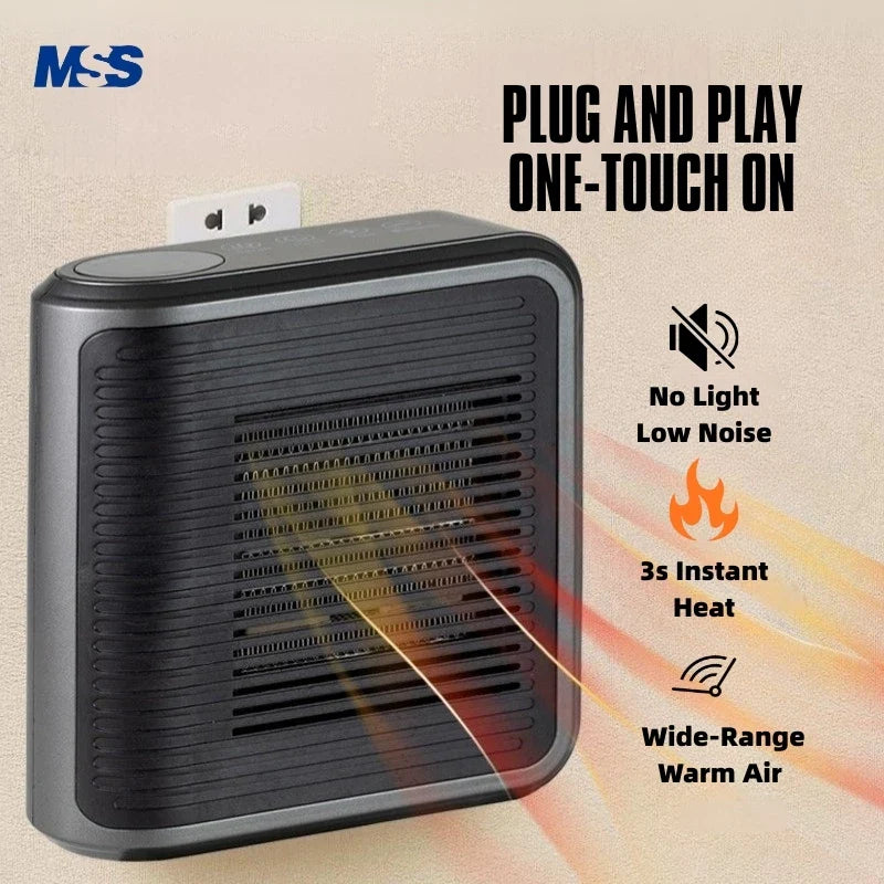 600W Plug In Wall Heater PTC Ceramic Bathroom Bedroom Mini Electric Room Heater