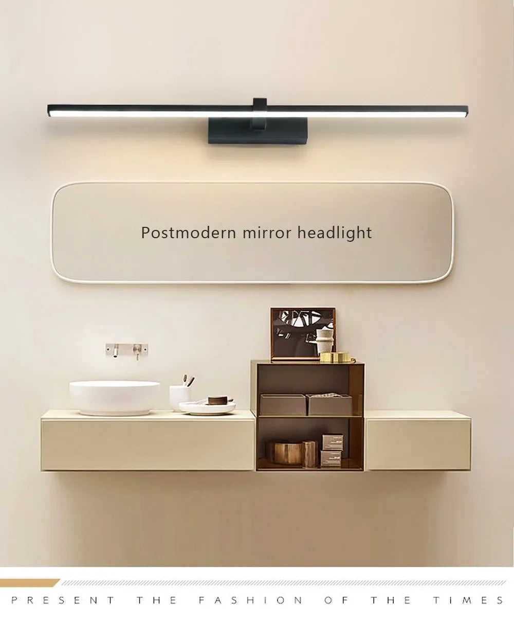 LED Bathroom Mirror Light – Waterproof Wall Lamp for Makeup Vanity in White/Black