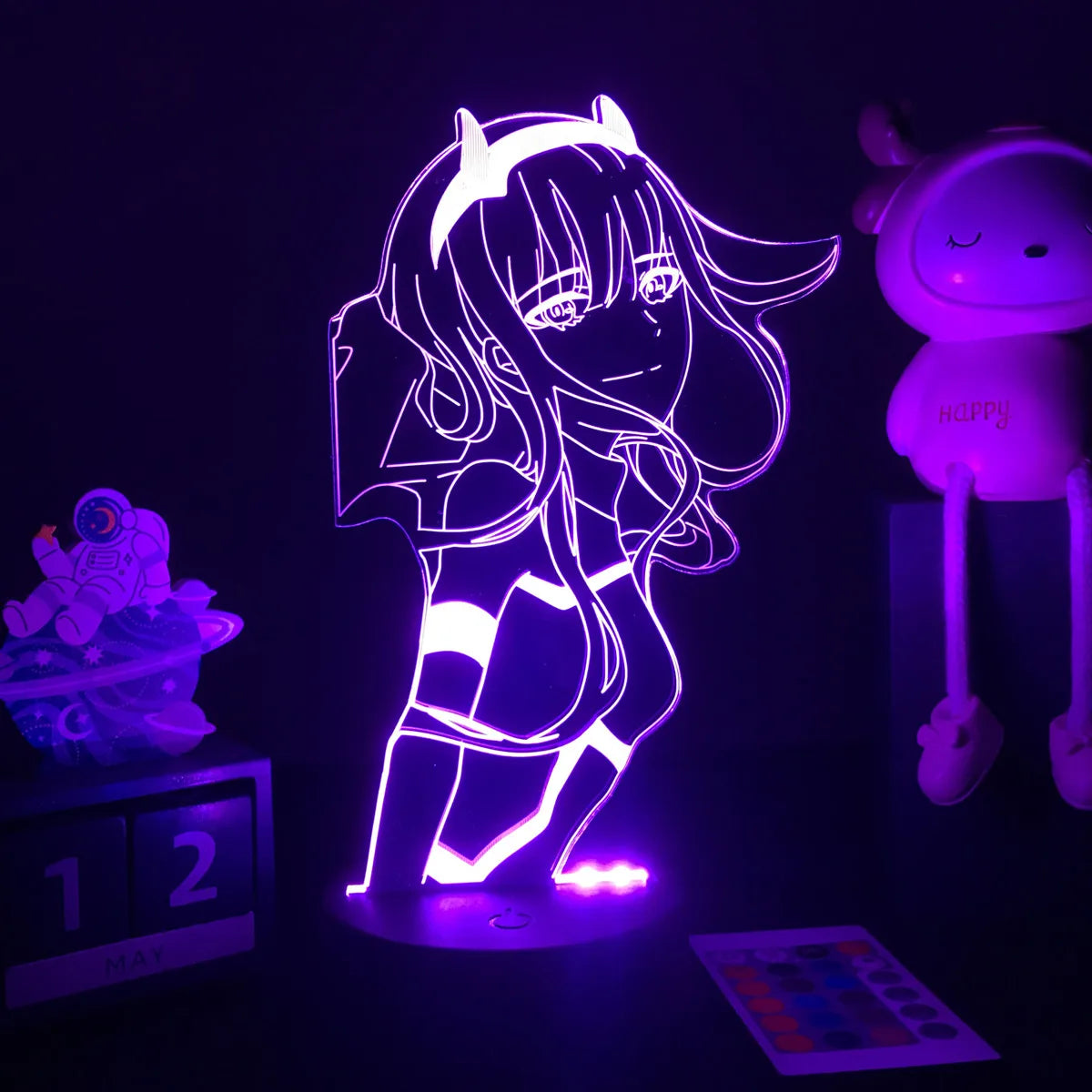 3D Anime Girl LED Night Light 16 Color Illusion Bedside Bedroom Table Lamp