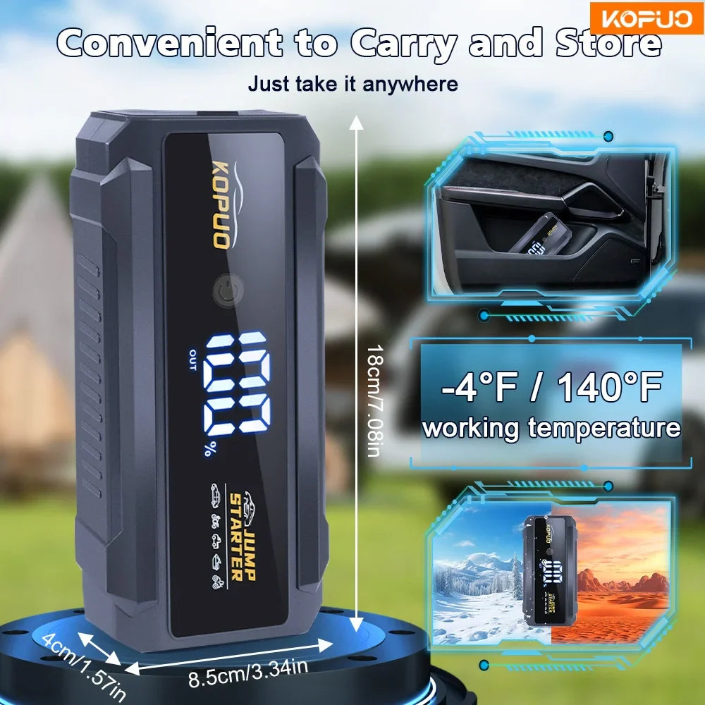 2000A Car Jump Starter Power Bank 12V Emergency Booster for Gas Diesel