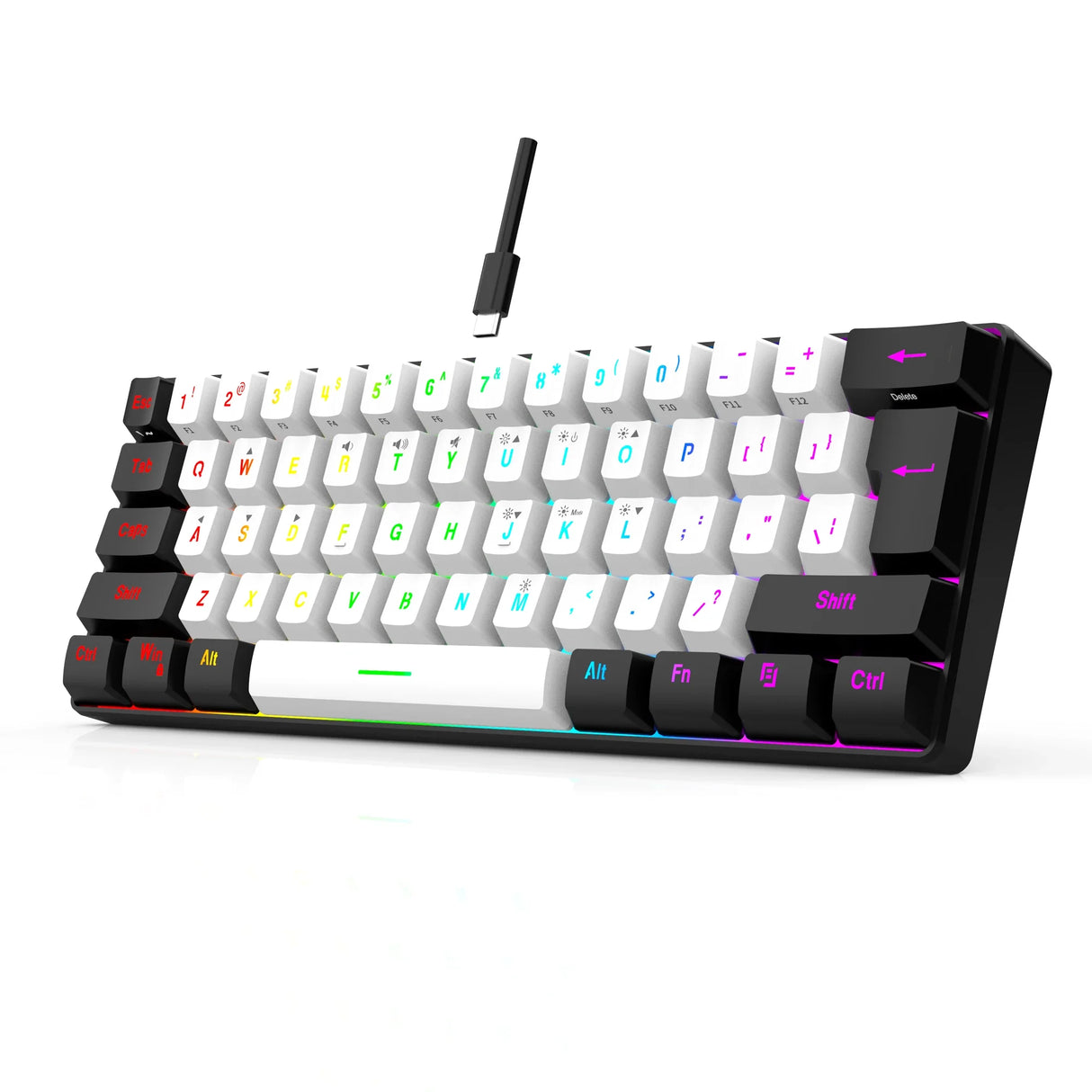 60% Wired Gaming Keyboard – 61-Key Compact RGB Backlight Waterproof for PC & Mac